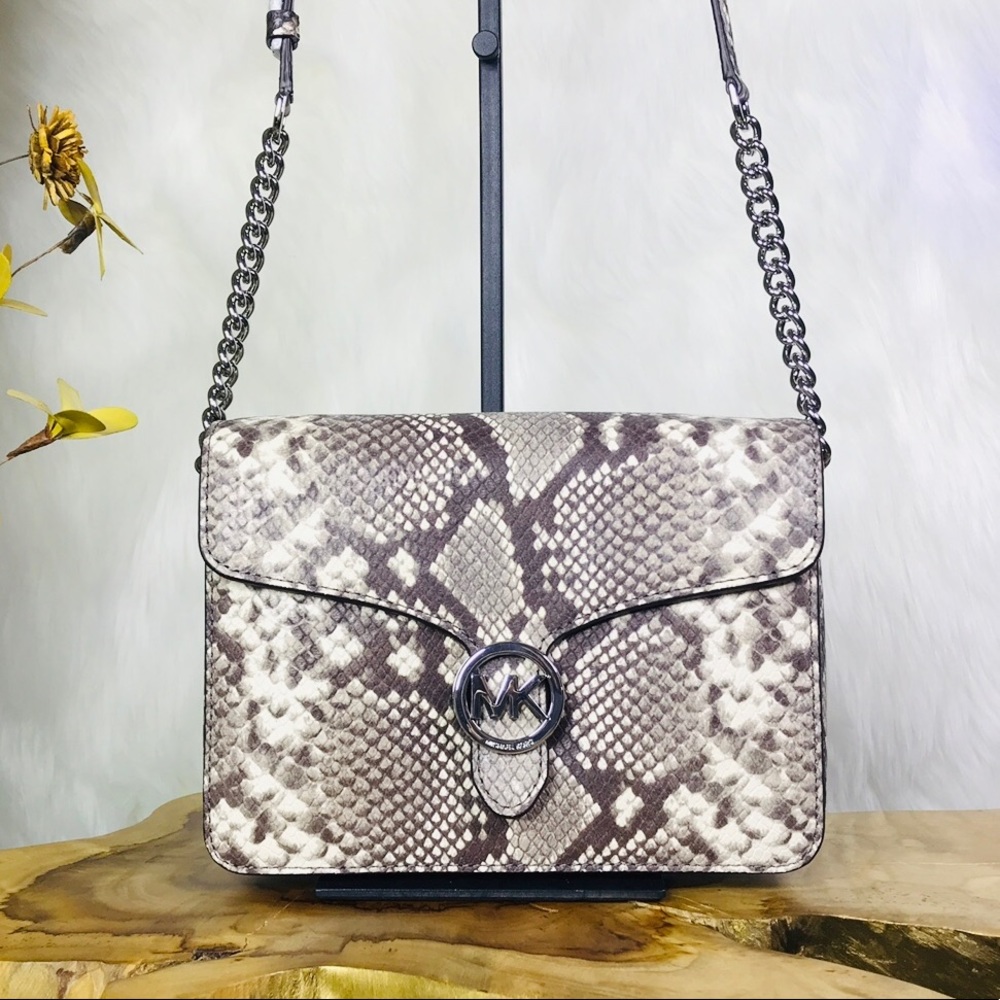 Michael Kors Vanna Medium Shoulder Flap Python Bag